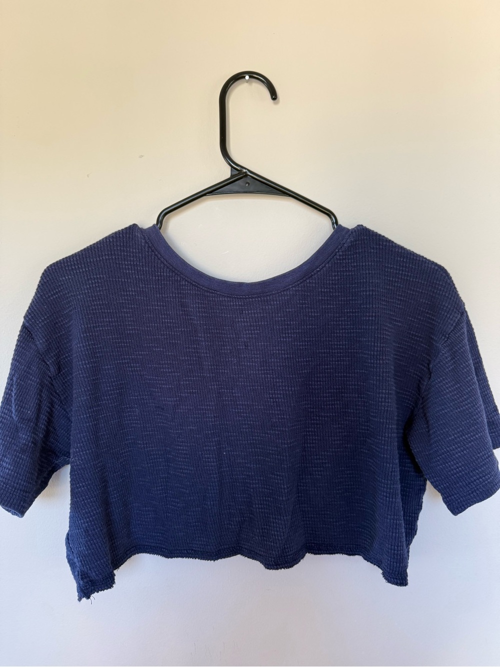 Aerie Navy Blue Waffle Knit Convertible Twist Back Crop Top Size Small S